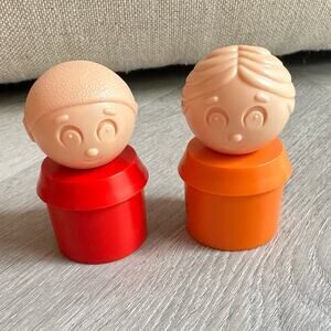 Tuppertoys Tupperware People Figures Man Woman Boy Girl Red Orange